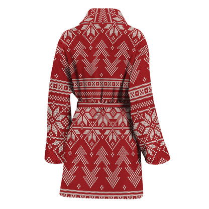 Christmas Festive Knitted Pattern Print Women's Bathrobe