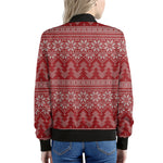 Christmas Festive Knitted Pattern Print Women's Bomber Jacket