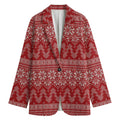 Christmas Festive Knitted Pattern Print Women's Cotton Blazer