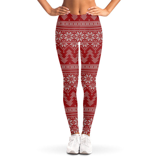 Christmas Festive Knitted Pattern Print Women's Leggings
