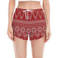 Christmas Festive Knitted Pattern Print Women's Split Running Shorts