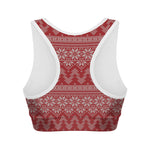 Christmas Festive Knitted Pattern Print Women's Sports Bra