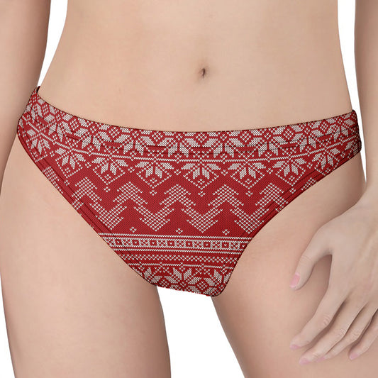 Christmas Festive Knitted Pattern Print Women's Thong