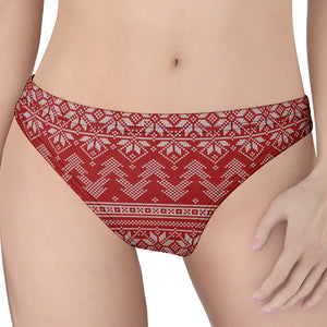 Christmas Festive Knitted Pattern Print Women's Thong