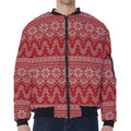 Christmas Festive Knitted Pattern Print Zip Sleeve Bomber Jacket