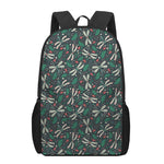 Christmas Floral Dragonfly Pattern Print 17 Inch Backpack