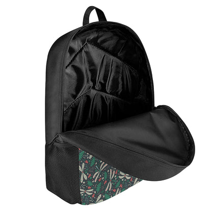 Christmas Floral Dragonfly Pattern Print 17 Inch Backpack