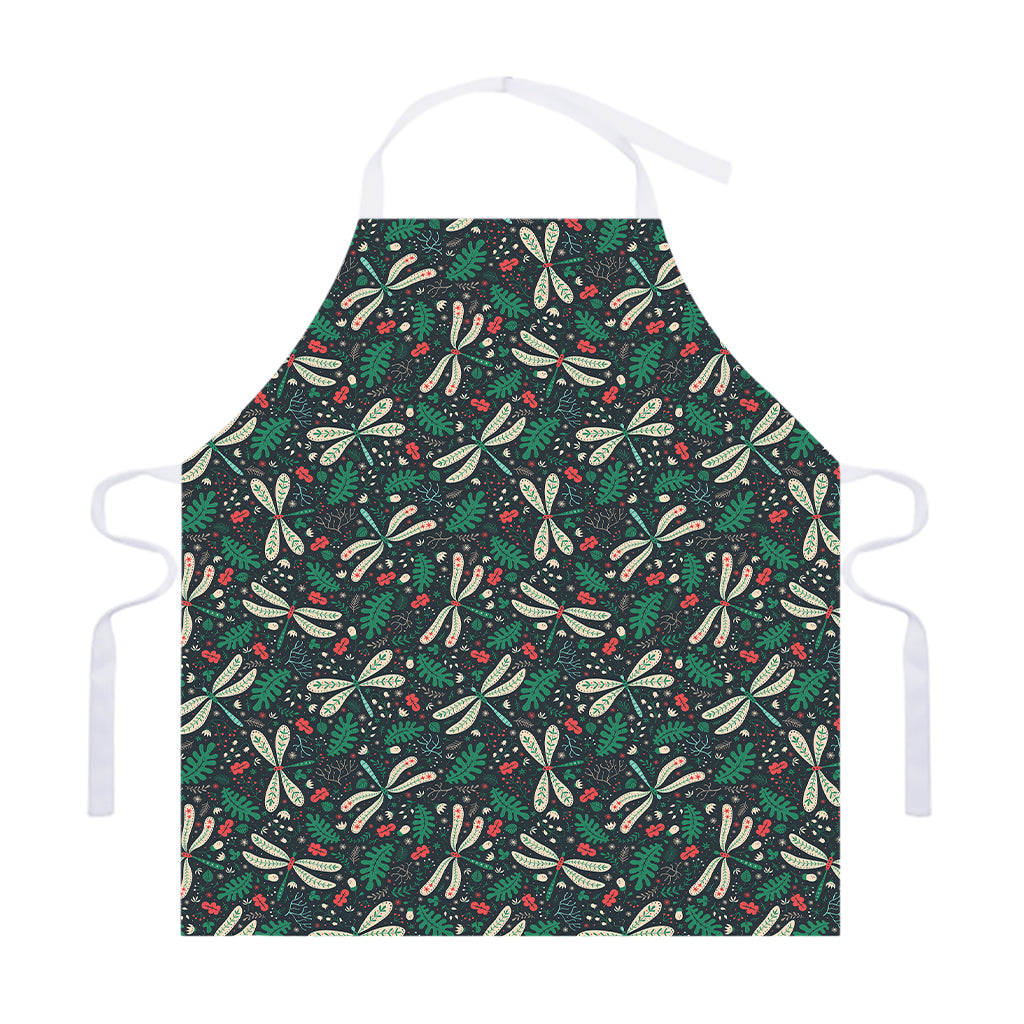 Christmas Floral Dragonfly Pattern Print Adjustable Apron