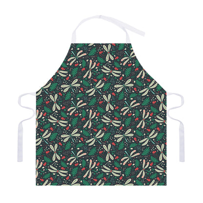 Christmas Floral Dragonfly Pattern Print Adjustable Apron