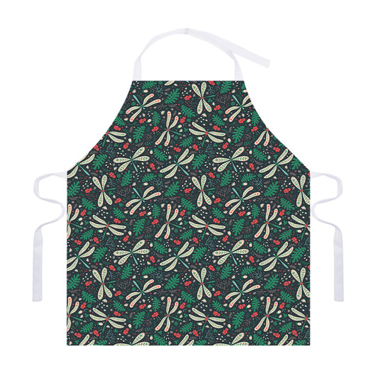 Christmas Floral Dragonfly Pattern Print Adjustable Apron
