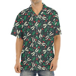 Christmas Floral Dragonfly Pattern Print Aloha Shirt