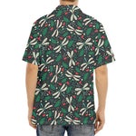 Christmas Floral Dragonfly Pattern Print Aloha Shirt