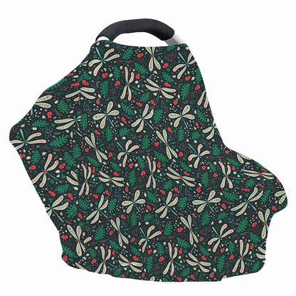 Christmas Floral Dragonfly Pattern Print Baby Seat Cover