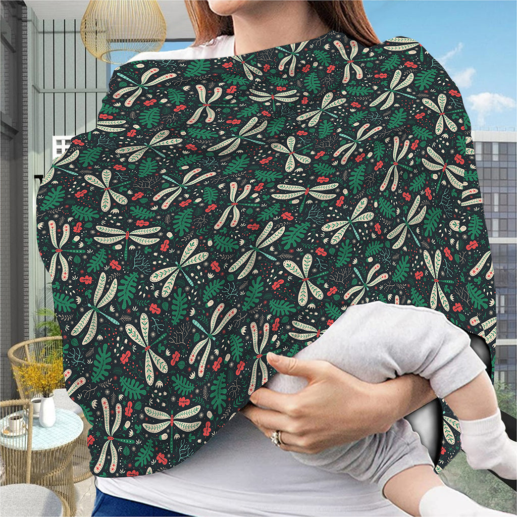 Christmas Floral Dragonfly Pattern Print Baby Seat Cover
