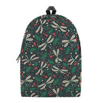 Christmas Floral Dragonfly Pattern Print Backpack