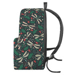 Christmas Floral Dragonfly Pattern Print Backpack