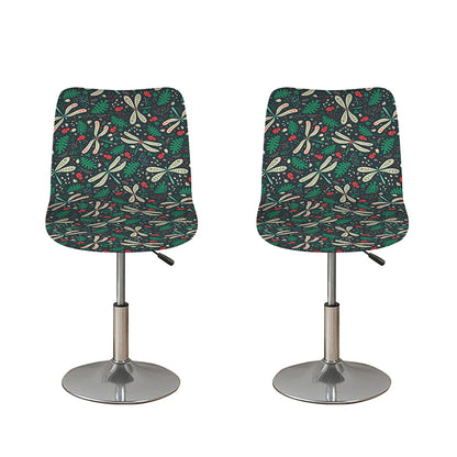 Christmas Floral Dragonfly Pattern Print Bar Stool Covers