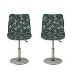 Christmas Floral Dragonfly Pattern Print Bar Stool Covers