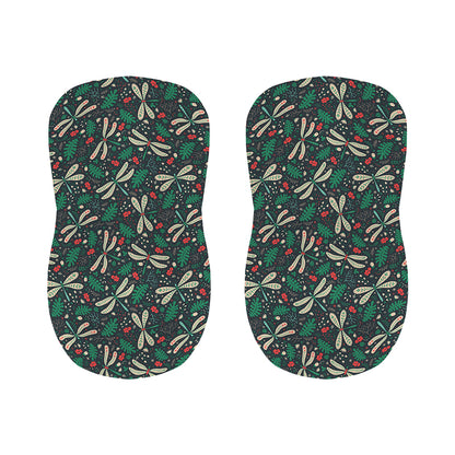 Christmas Floral Dragonfly Pattern Print Bar Stool Covers