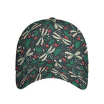 Christmas Floral Dragonfly Pattern Print Baseball Cap