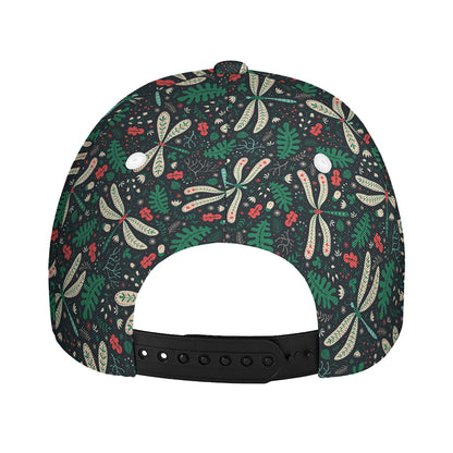 Christmas Floral Dragonfly Pattern Print Baseball Cap