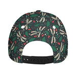 Christmas Floral Dragonfly Pattern Print Baseball Cap