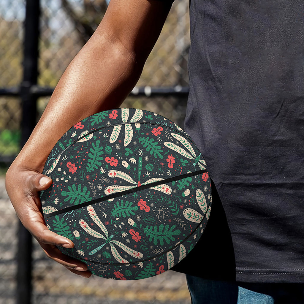 Christmas Floral Dragonfly Pattern Print Basketball