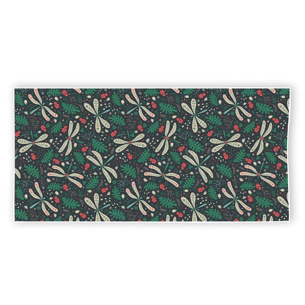 Christmas Floral Dragonfly Pattern Print Beach Towel