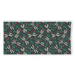 Christmas Floral Dragonfly Pattern Print Beach Towel