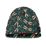 Christmas Floral Dragonfly Pattern Print Beanie