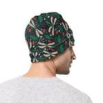 Christmas Floral Dragonfly Pattern Print Beanie