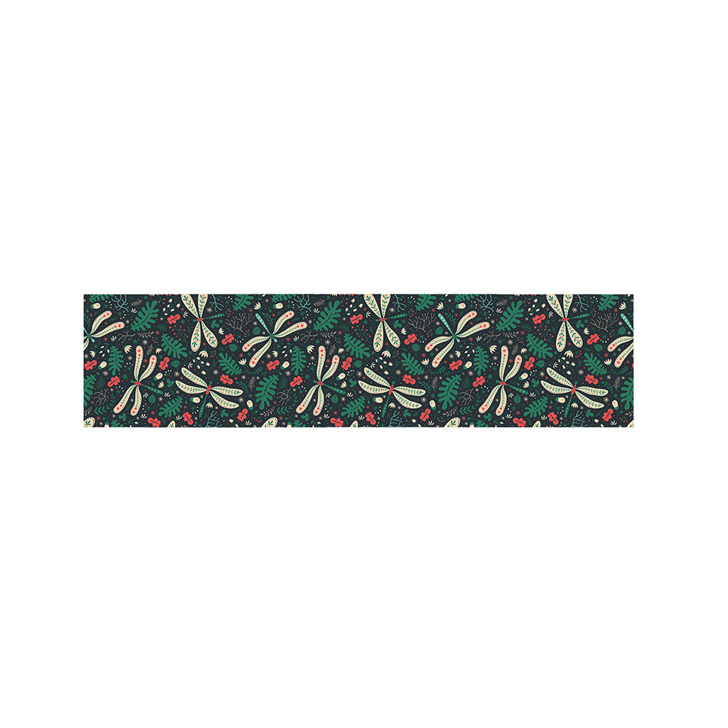 Christmas Floral Dragonfly Pattern Print Bed Runner