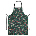 Christmas Floral Dragonfly Pattern Print Bib Apron With Pocket