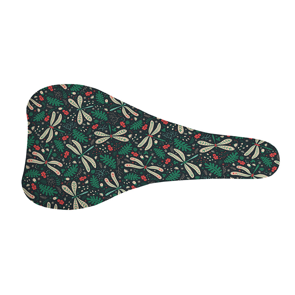 Christmas Floral Dragonfly Pattern Print Bicycle Seat Cover