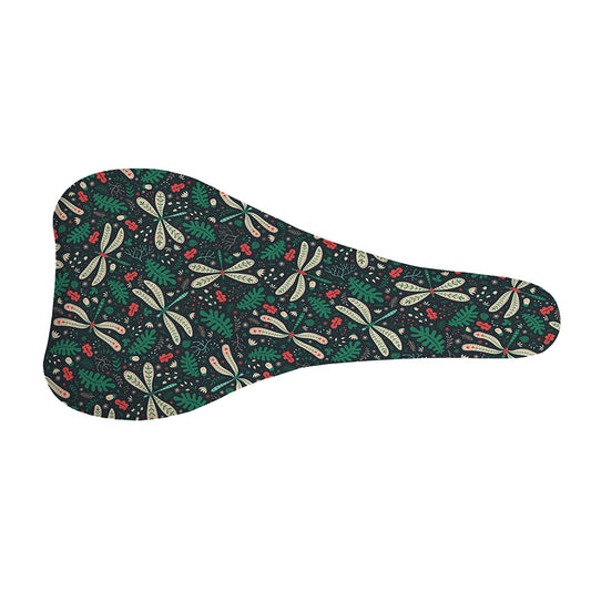 Christmas Floral Dragonfly Pattern Print Bicycle Seat Cover