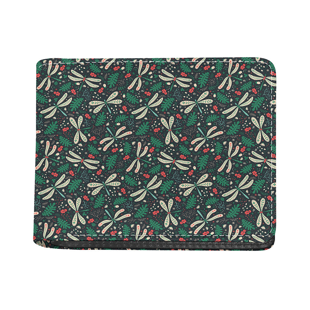 Christmas Floral Dragonfly Pattern Print Bifold Wallet