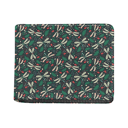 Christmas Floral Dragonfly Pattern Print Bifold Wallet