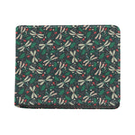 Christmas Floral Dragonfly Pattern Print Bifold Wallet