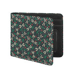 Christmas Floral Dragonfly Pattern Print Bifold Wallet
