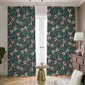 Christmas Floral Dragonfly Pattern Print Dimout Pencil Pleat Curtains