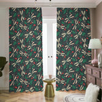 Christmas Floral Dragonfly Pattern Print Blackout Pencil Pleat Curtains