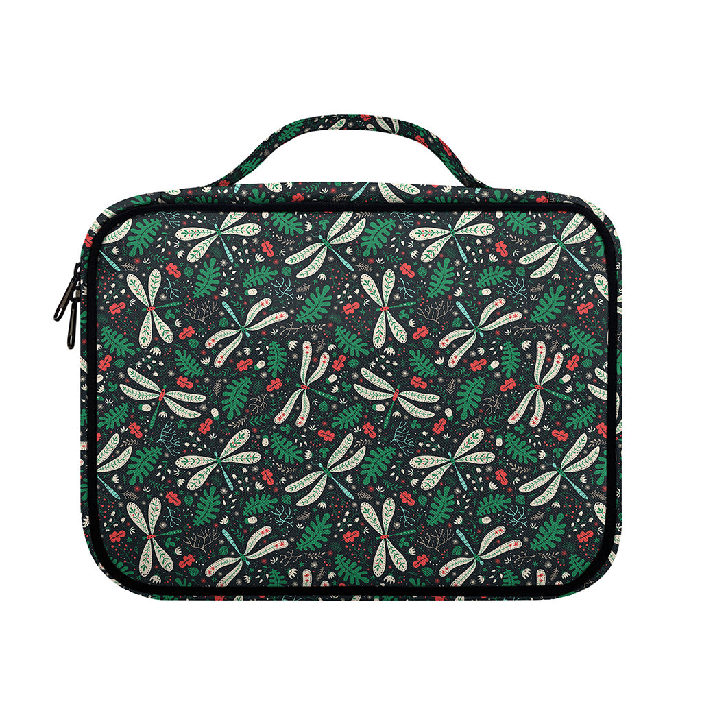 Christmas Floral Dragonfly Pattern Print Briefcase Bible Bag