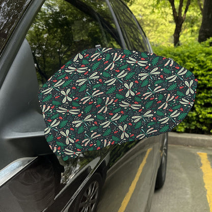 Christmas Floral Dragonfly Pattern Print Car Side Mirror Covers