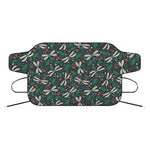 Christmas Floral Dragonfly Pattern Print Car Windshield Snow Cover