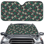 Christmas Floral Dragonfly Pattern Print Car Windshield Sun Shade