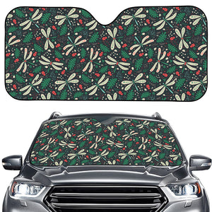 Christmas Floral Dragonfly Pattern Print Car Windshield Sun Shade