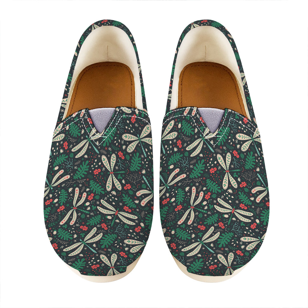 Christmas Floral Dragonfly Pattern Print Casual Shoes