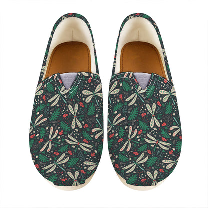 Christmas Floral Dragonfly Pattern Print Casual Shoes