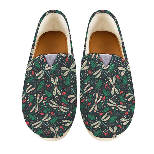 Christmas Floral Dragonfly Pattern Print Casual Shoes