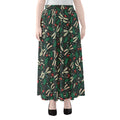 Christmas Floral Dragonfly Pattern Print Chiffon Maxi Skirt